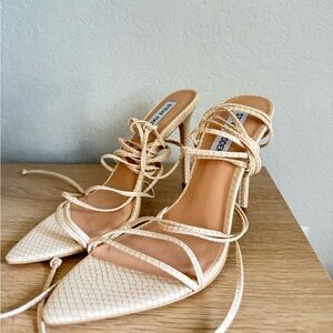 Strappy Cream Heels - Wrap Around | Steve Madden